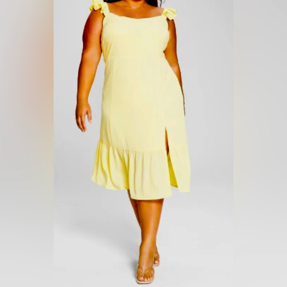 White Summer dress with split over knee.